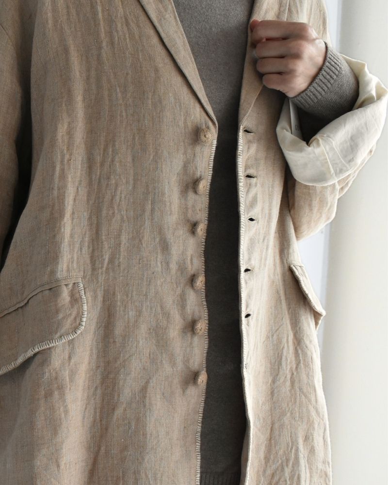 Handwoven 40 Linen Jacket in Beige