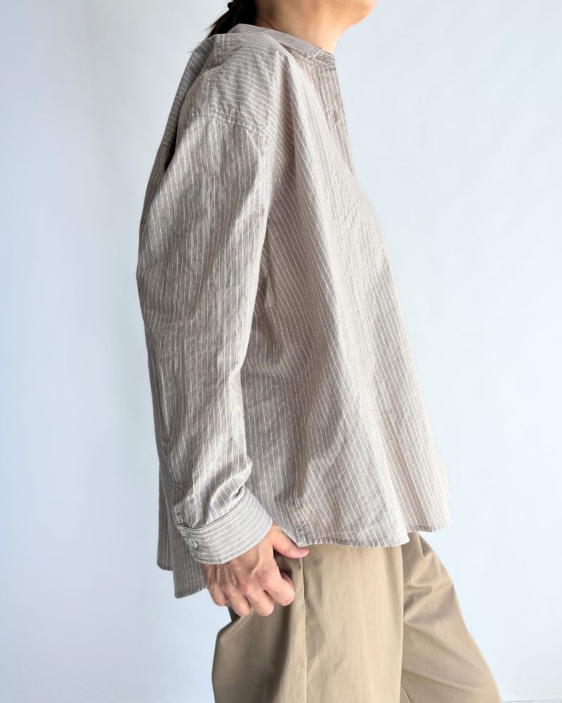 Regular Collar Big Shirt in BrownStripe