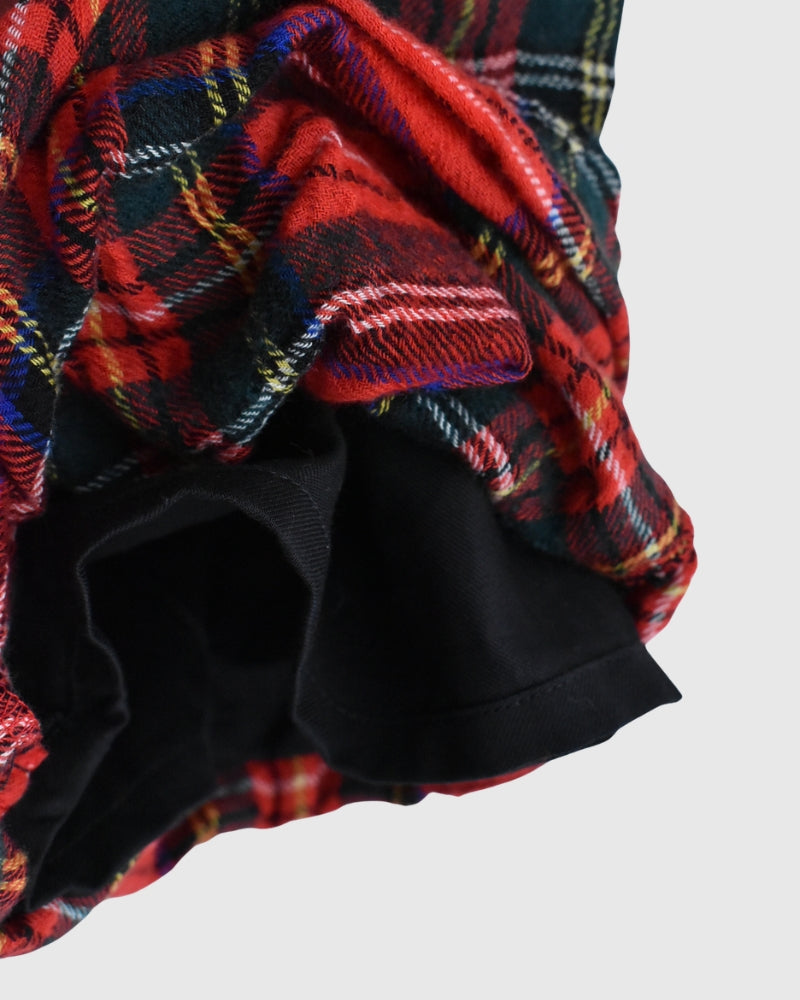 Cotton Wool Tartan Check Pants in Red