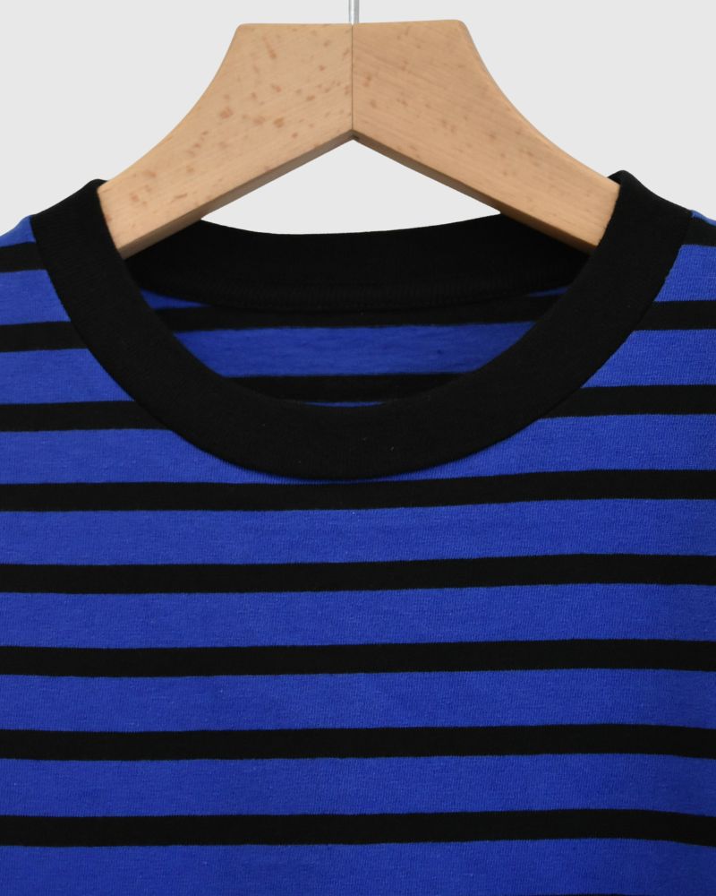 Taco Cotton Striped Long Sleeve T-Shirt Royal in Navy/Black