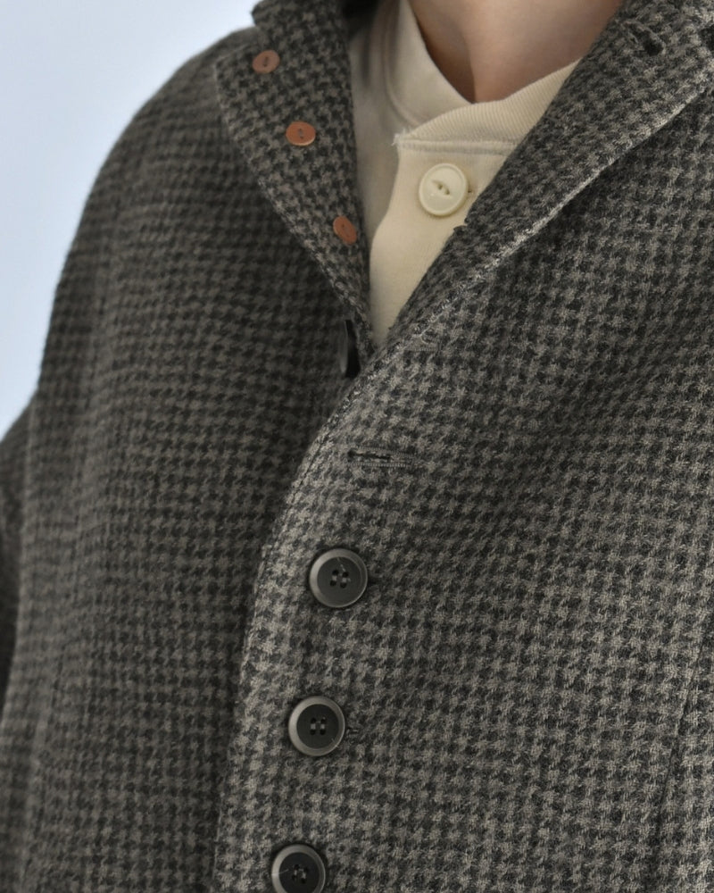 Wool Gauze Houndstooth Jacket in Mocha