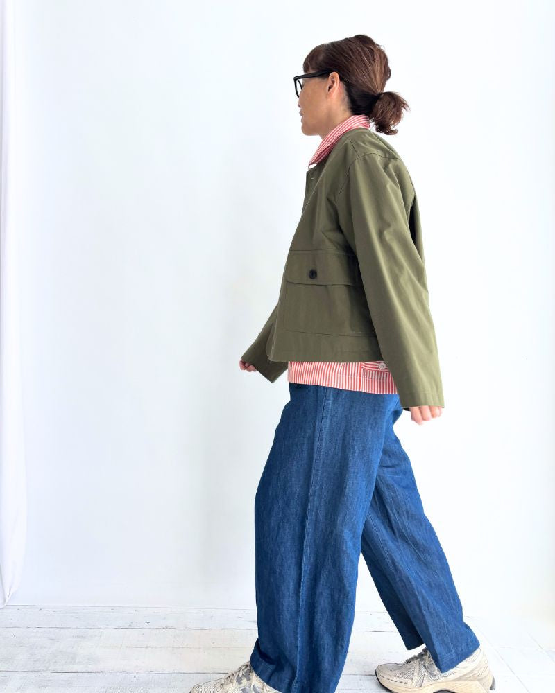 POPLIN STRIPE DRIZZLER JACKET in OrangeStripe