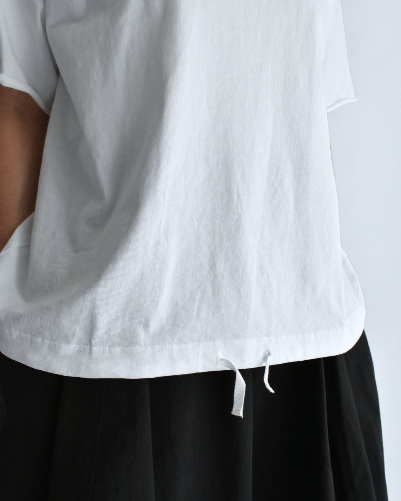 Half-Sleeve Drawstring T-shirt in White