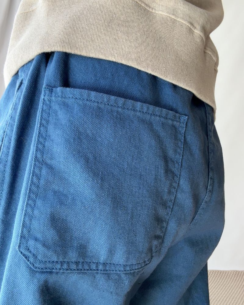 COTTON LINEN VINTAGE TWILL PANTS in Blue