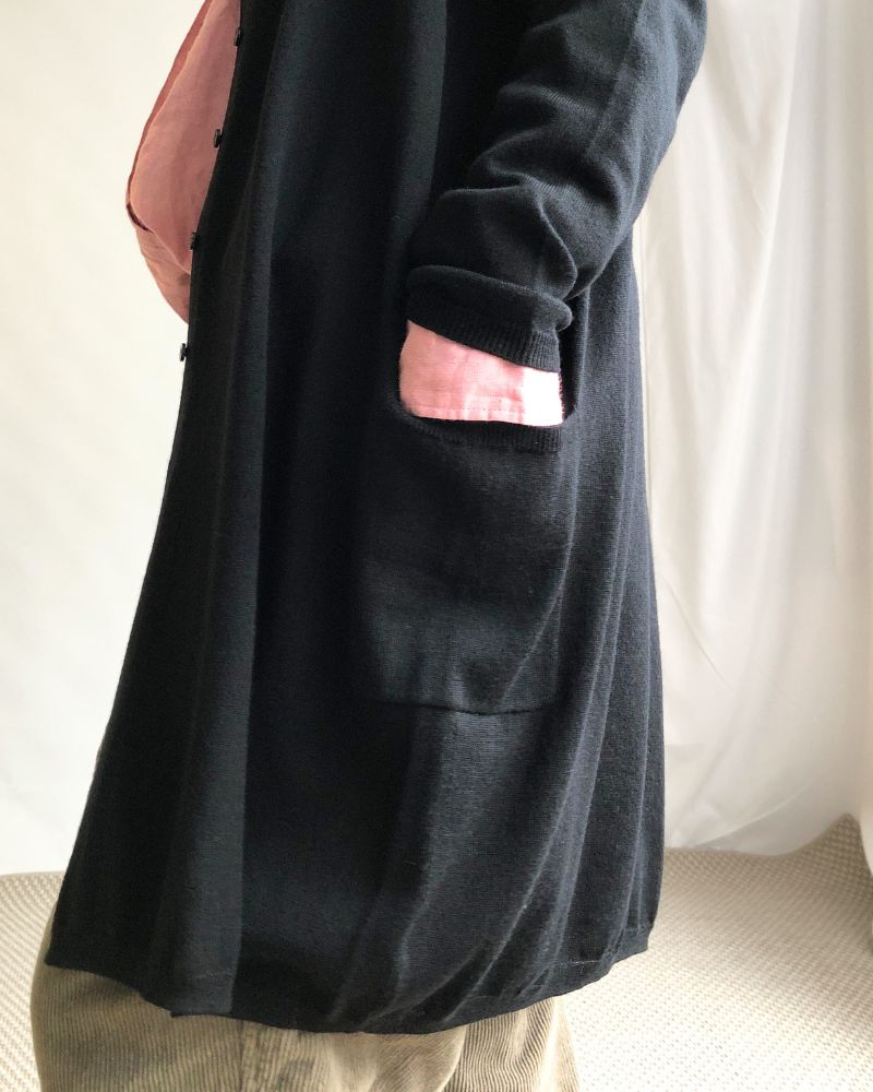 2-WAY Wide Long Cardigan in Black