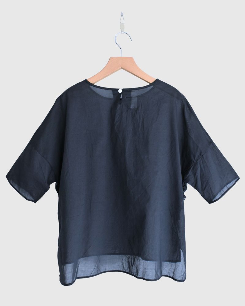 Beside Frill Pullover in Navy