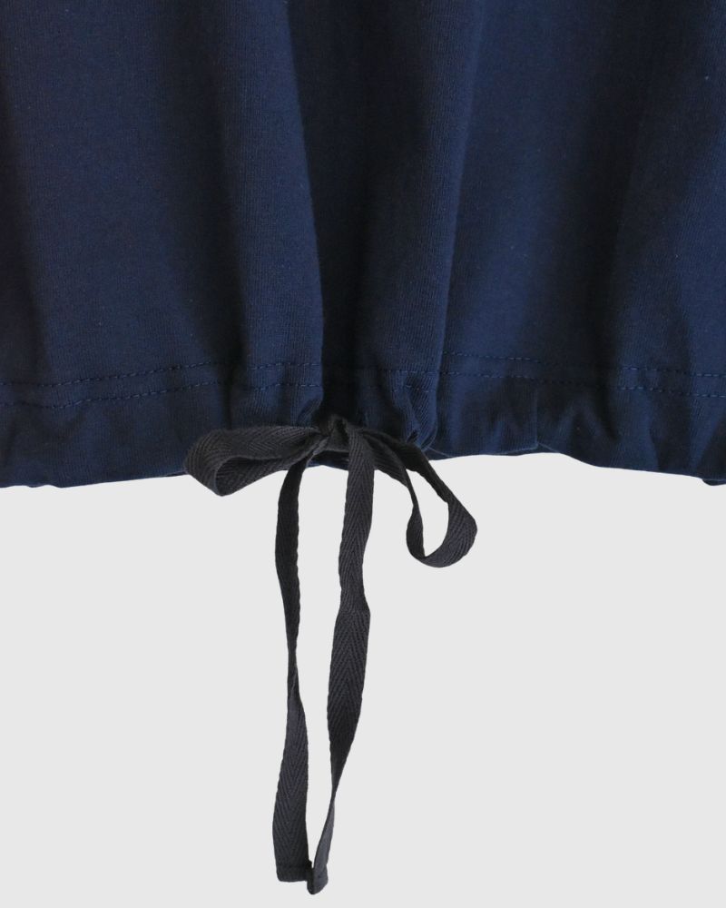 Half-Sleeve Drawstring T-shirt in Navy