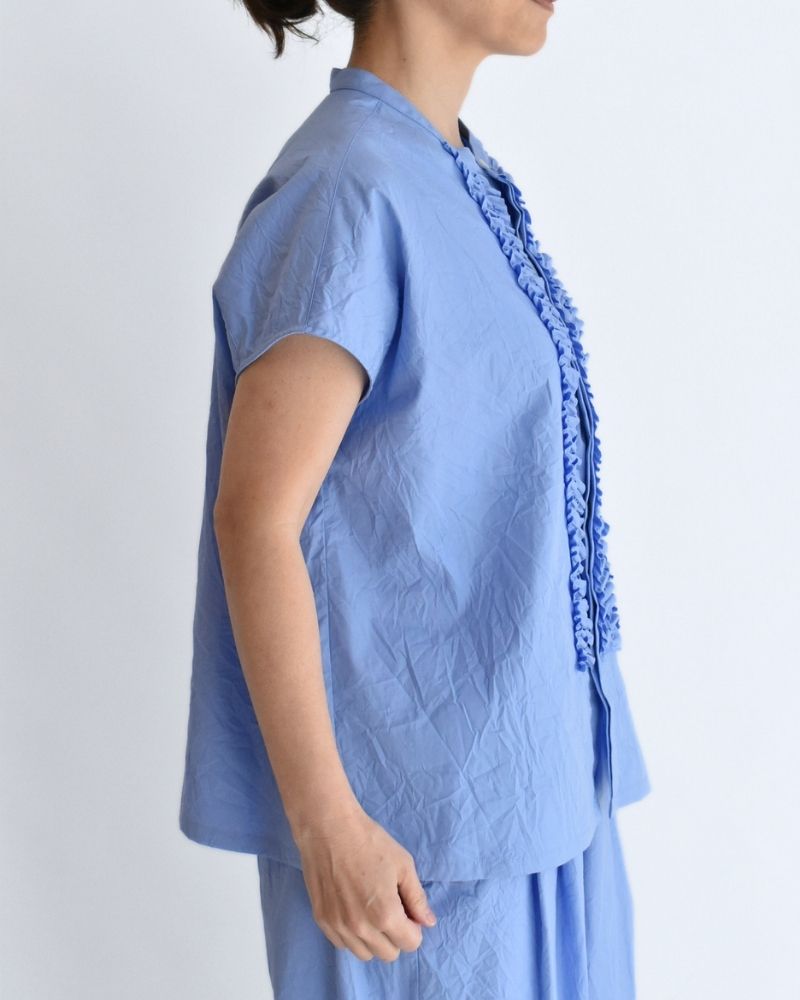 RAY-CC French Sleeve Frill Blouse in Sax