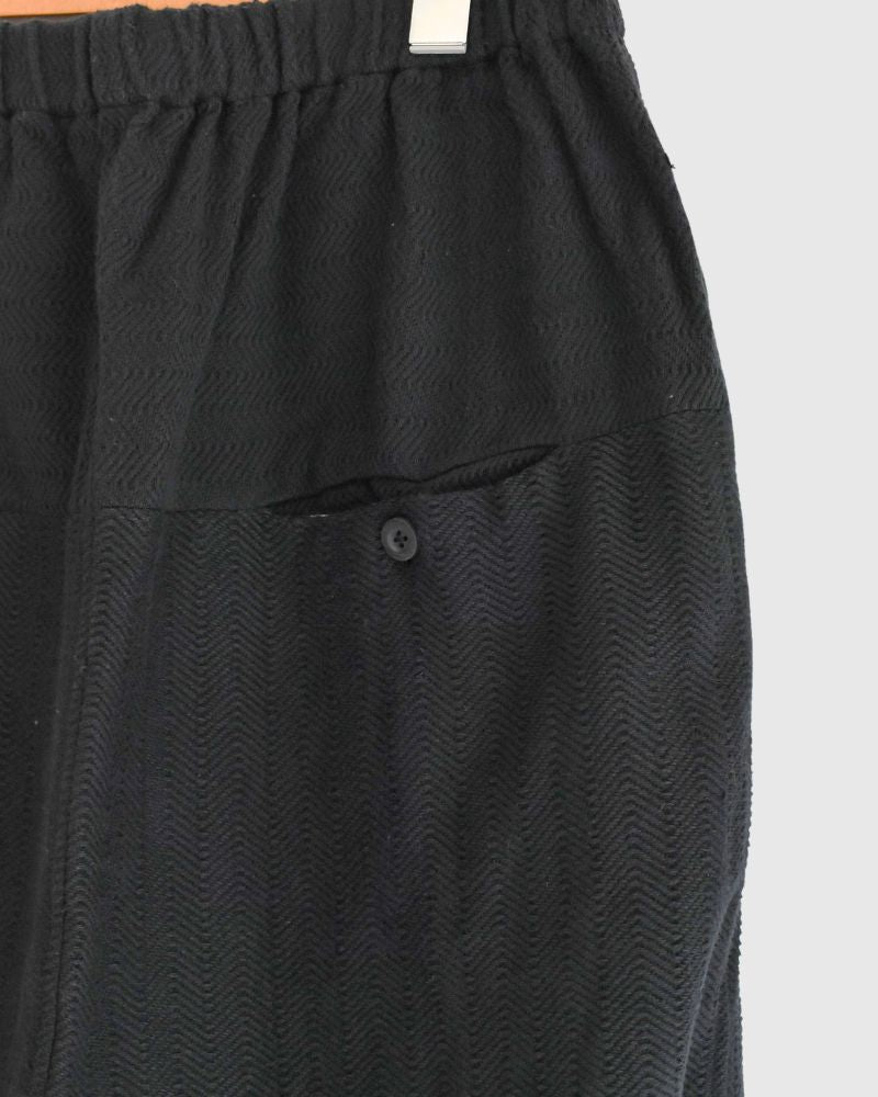 TEORI Cotton Herringbone Easy Tapered Pants in Black