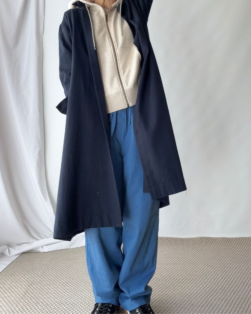 COTTON LINEN VINTAGE TWILL PANTS in Blue