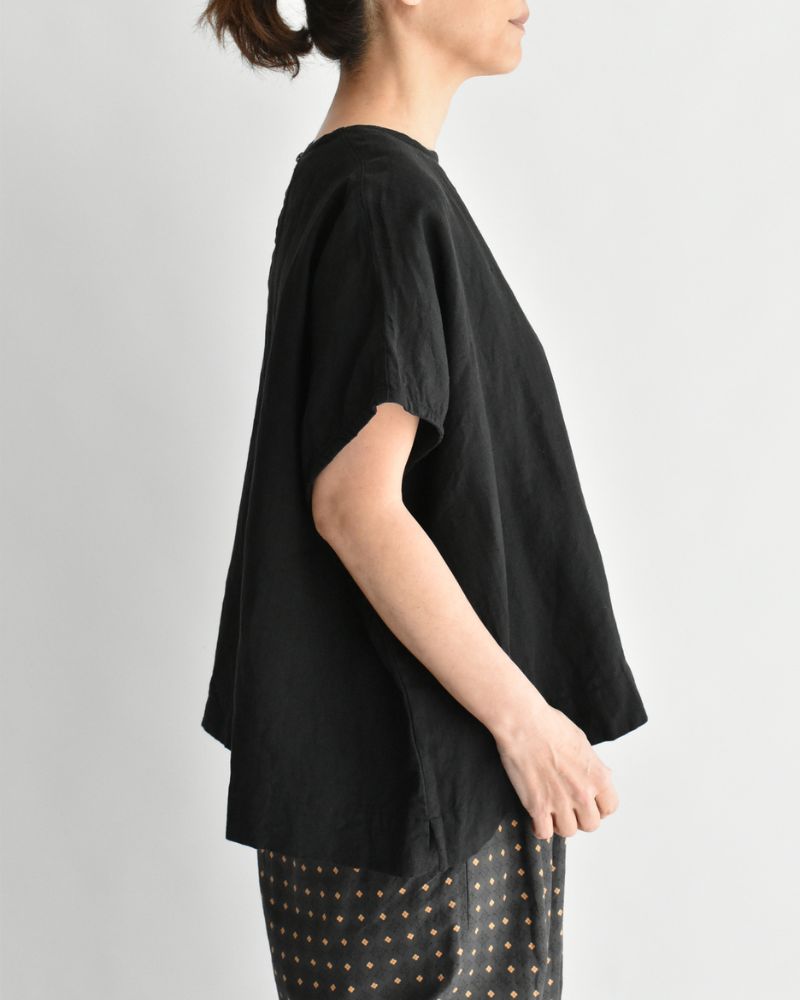 French Linen Pullover in Black