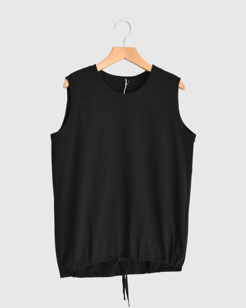 Sleeveless Drawstring T-shirt in Black