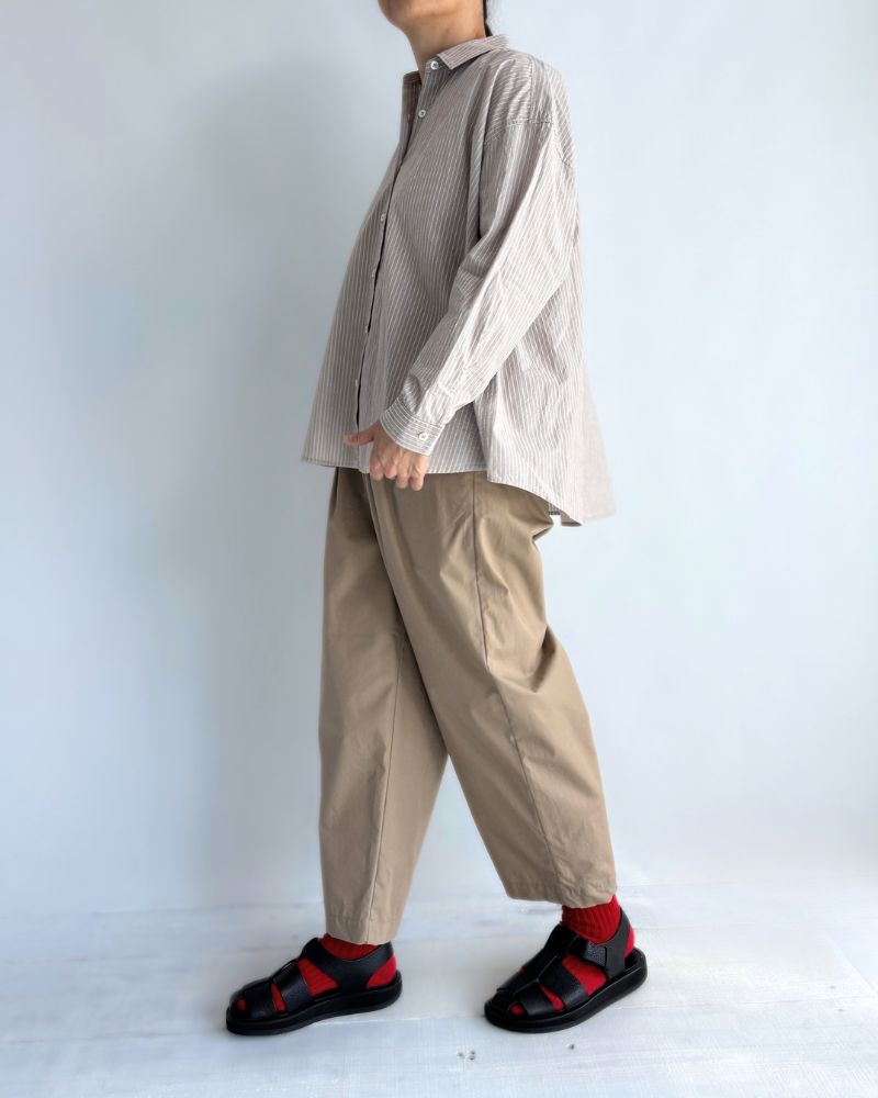 Regular Collar Big Shirt in BrownStripe