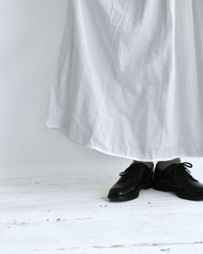 Twill Cotton Khadi Plain Gathered Skirt in White
