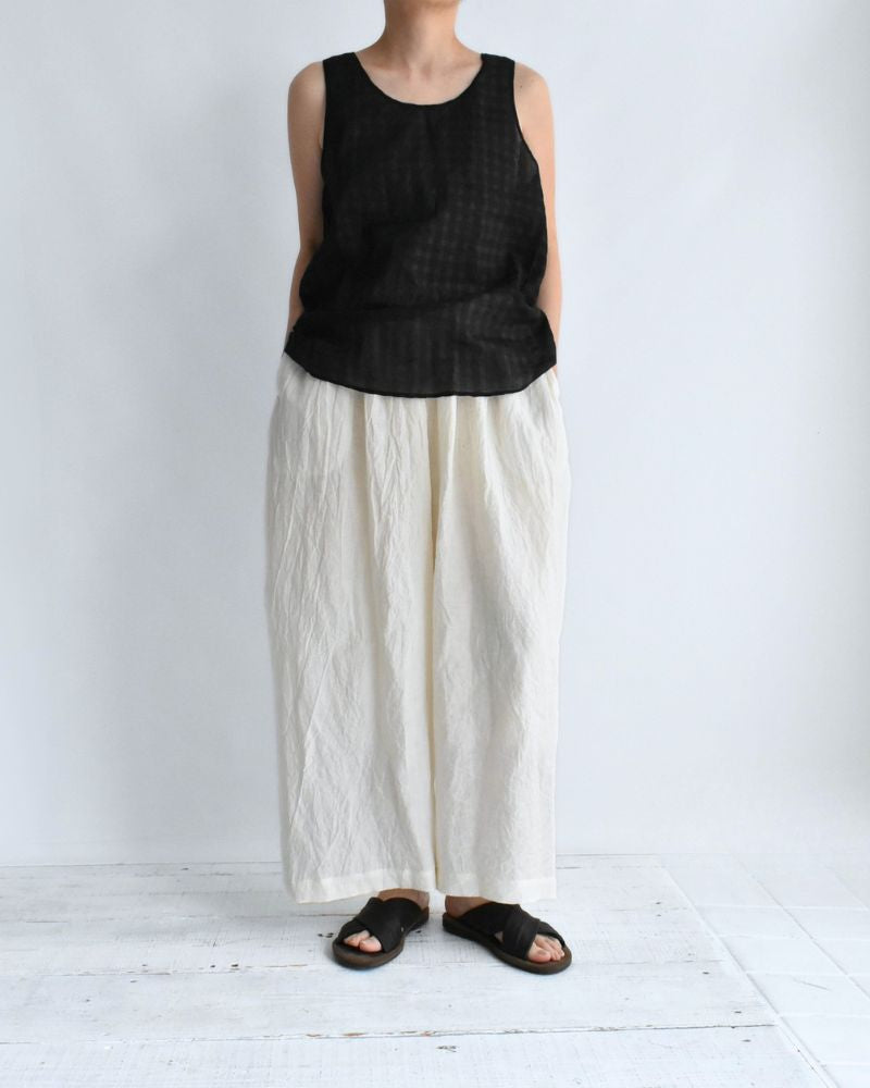Wide Cocoon Gathered Pants (LINEN) in OffWhite
