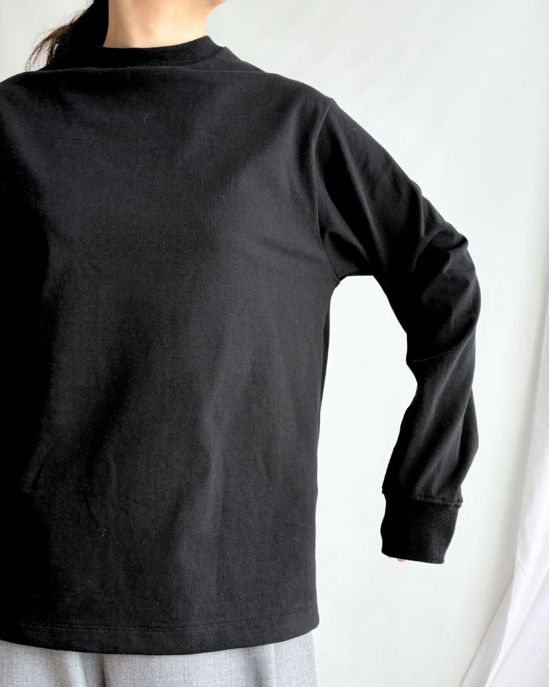 Jersey Crew Neck L/S TEE in Black