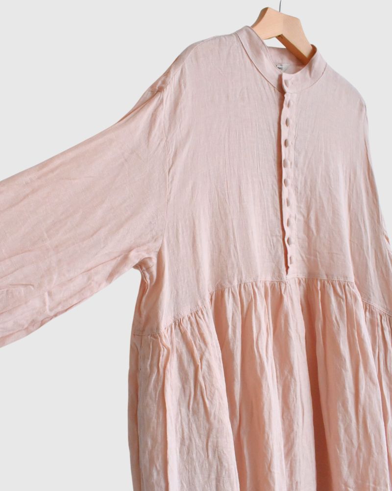 French Linen Dress in Pink