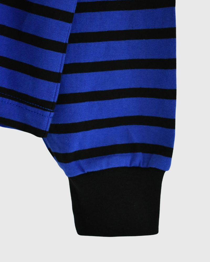 Taco Cotton Striped Long Sleeve T-Shirt Royal in Navy/Black