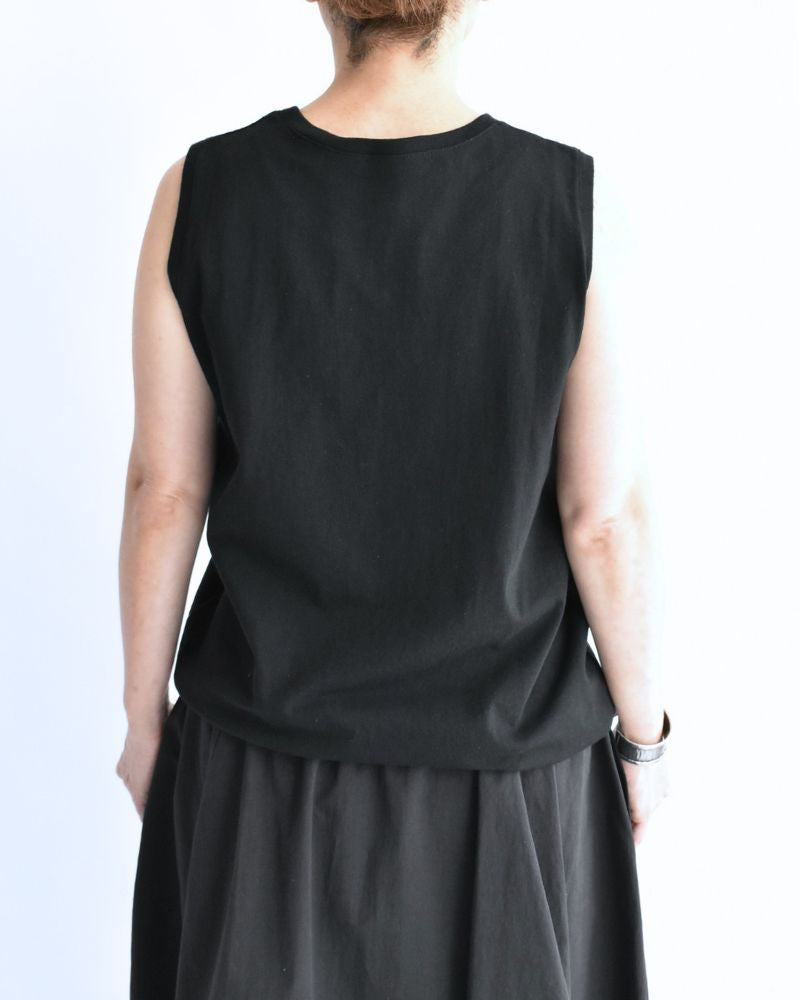 Sleeveless Drawstring T-shirt in Black
