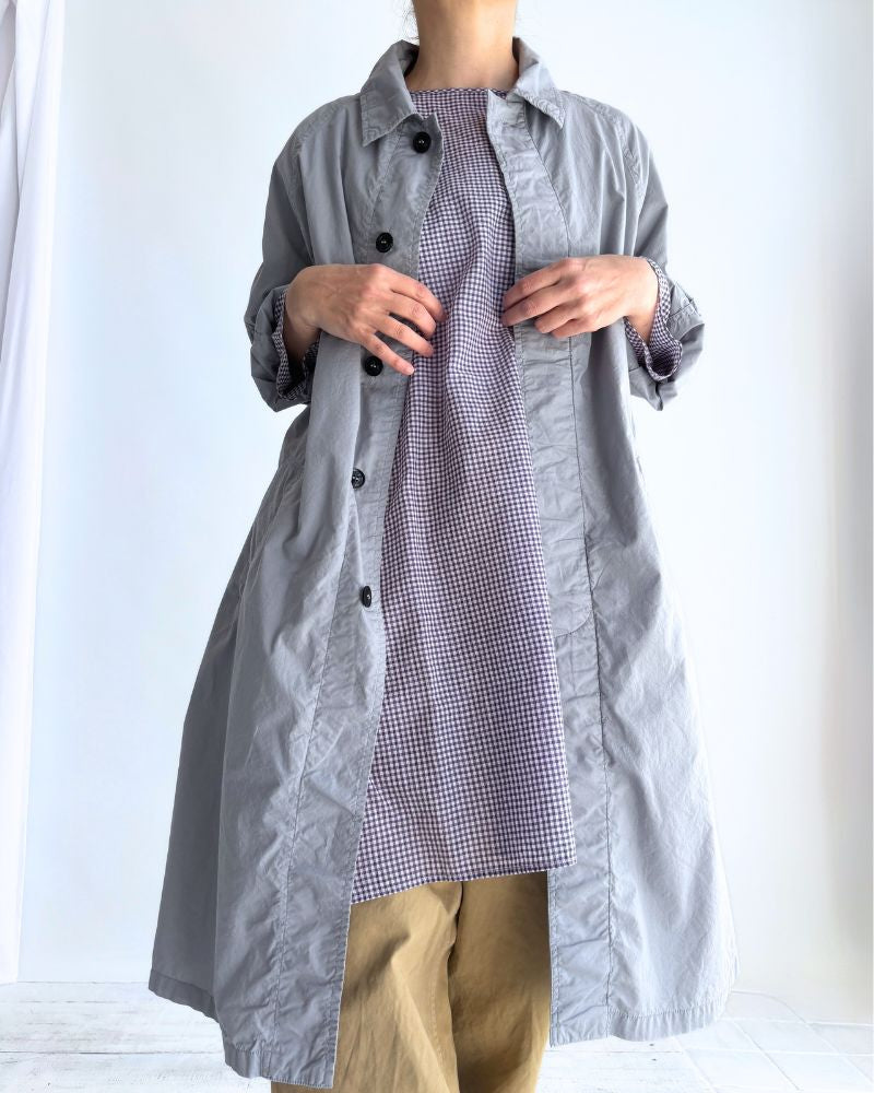 60s COTTON POPLIN OVERDYE BALMACAAN COAT in Blue