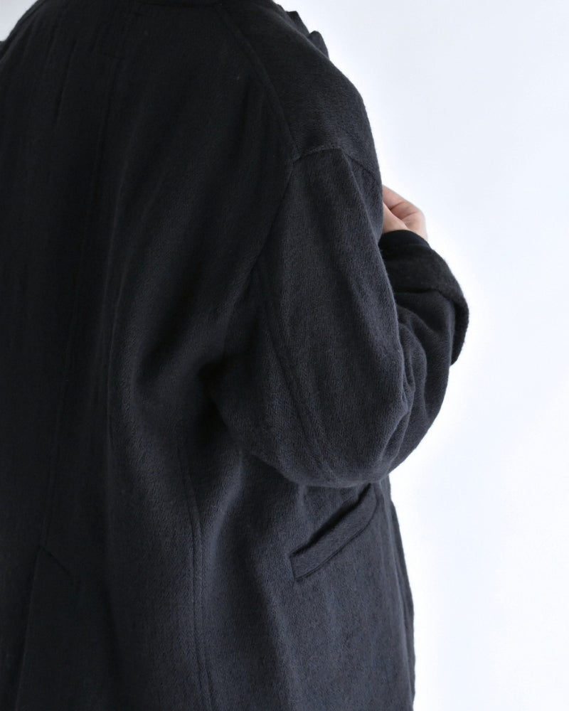 Stand Collar Fly Front Jacket in Navy