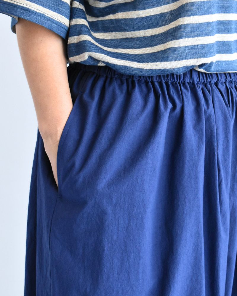 Wide Cocoon Gathered Pants in Blue