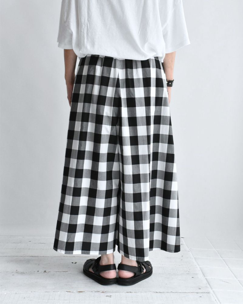Block Check Culotte Pants in White/Black