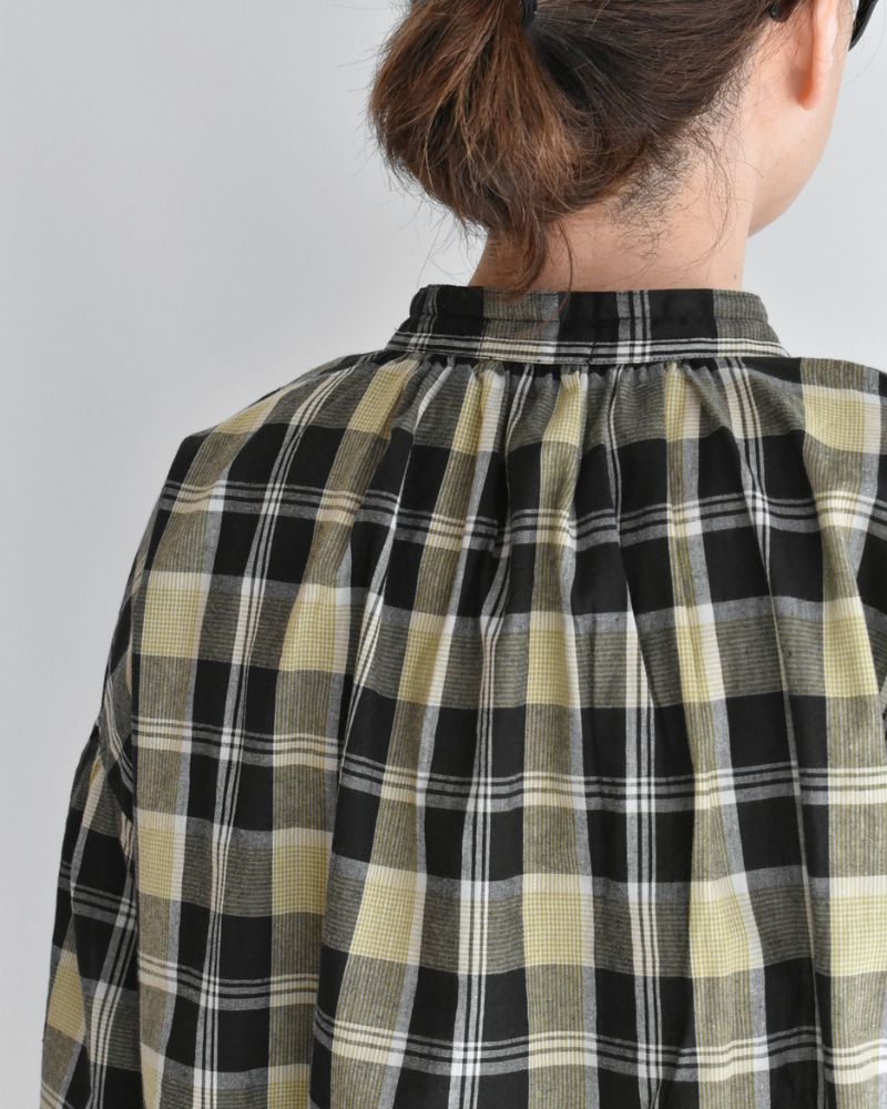 Check Henley Shirt in Black/Yellow Check