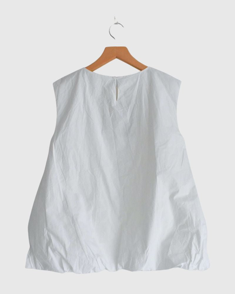 Cotton Balloon Tunic in White
