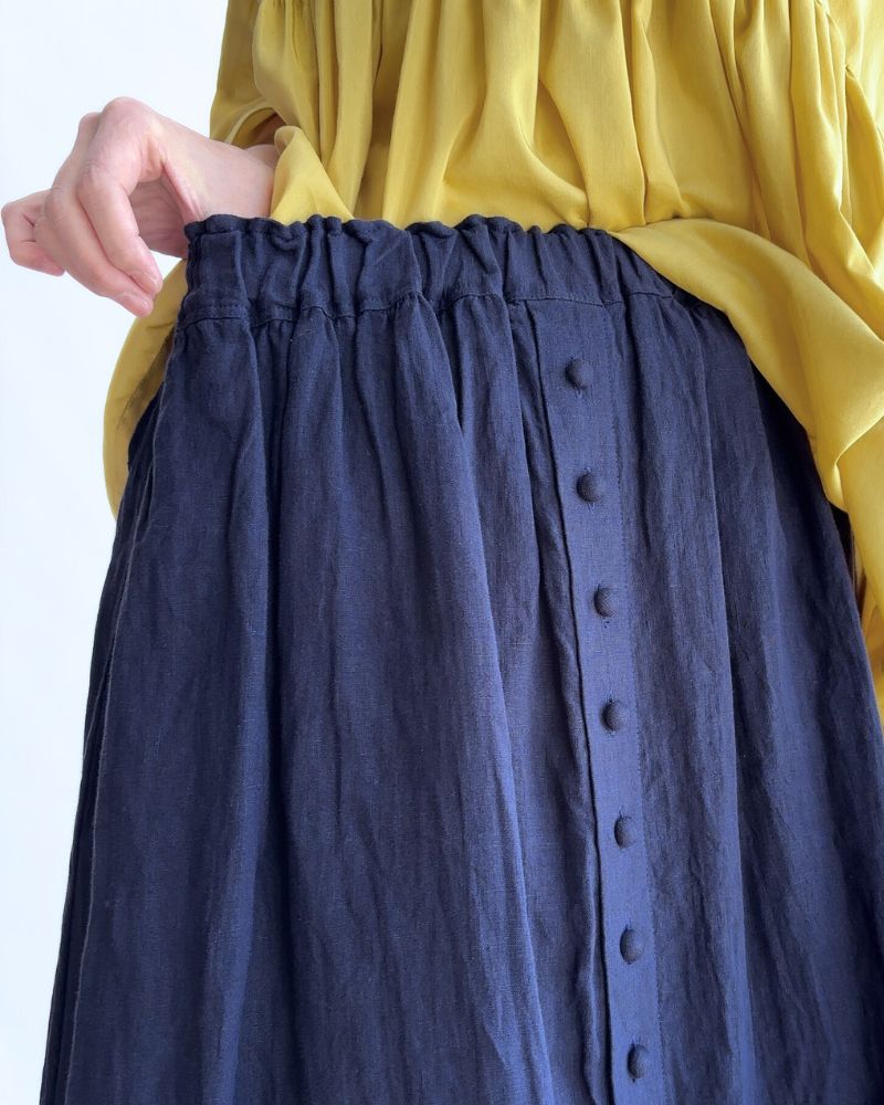 French Linen Skirt in Navy