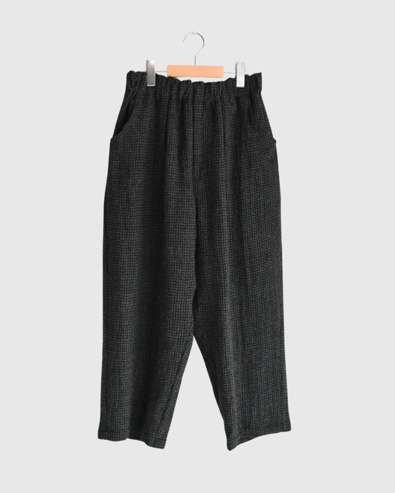 Wool Gauze Houndstooth Pants in Charcoal