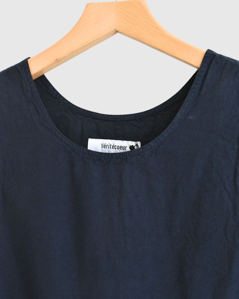Sleeveless Gathered Top in Dark Navy