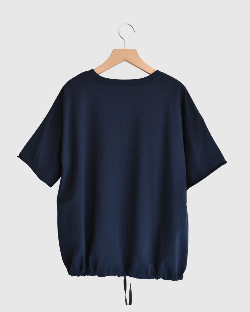Half-Sleeve Drawstring T-shirt in Navy