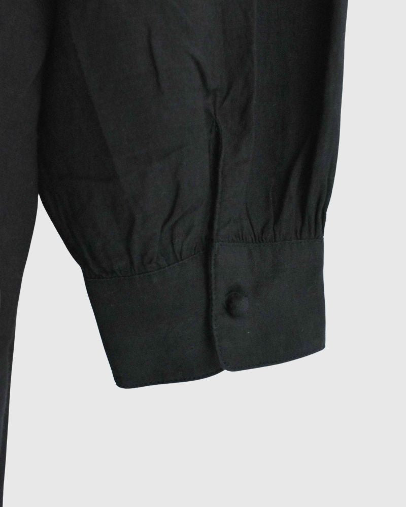 CREW-NECK BOSOM LONG SHIRT WITH MINI PINTUCK in Black