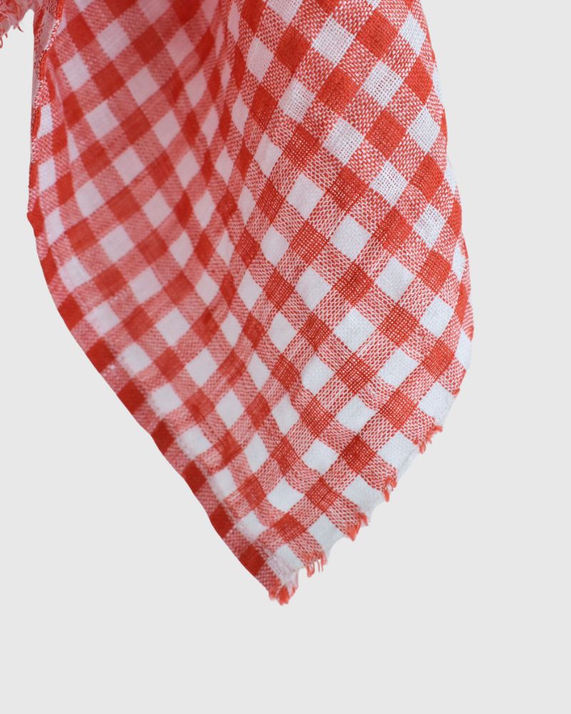 Gingham Check Linen Stole