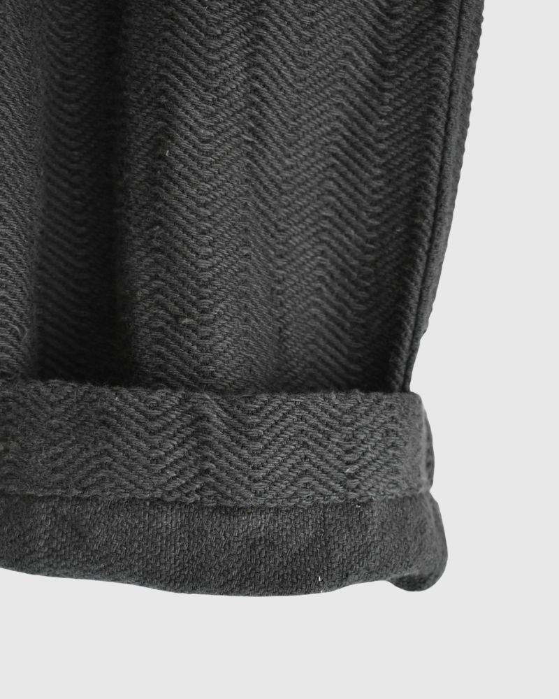 TEORI Cotton Herringbone Easy Tapered Pants in Black