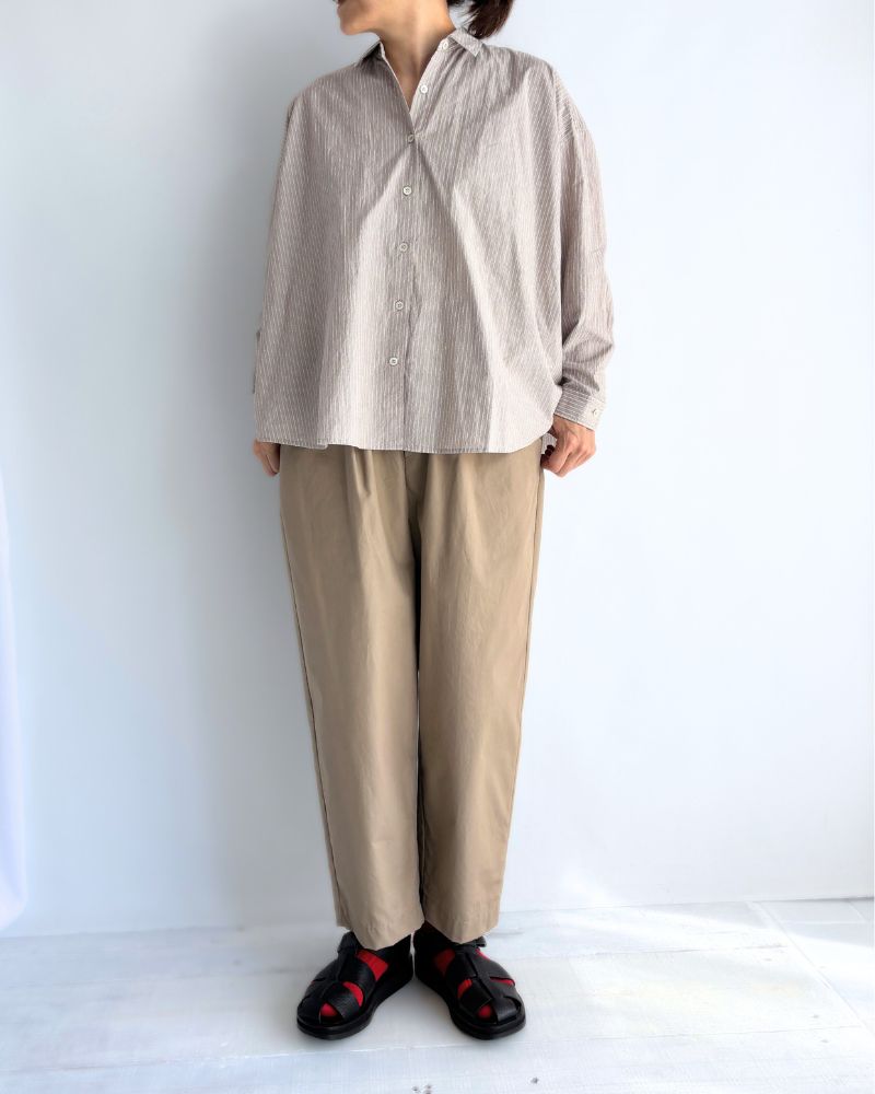 Regular Collar Big Shirt in BrownStripe