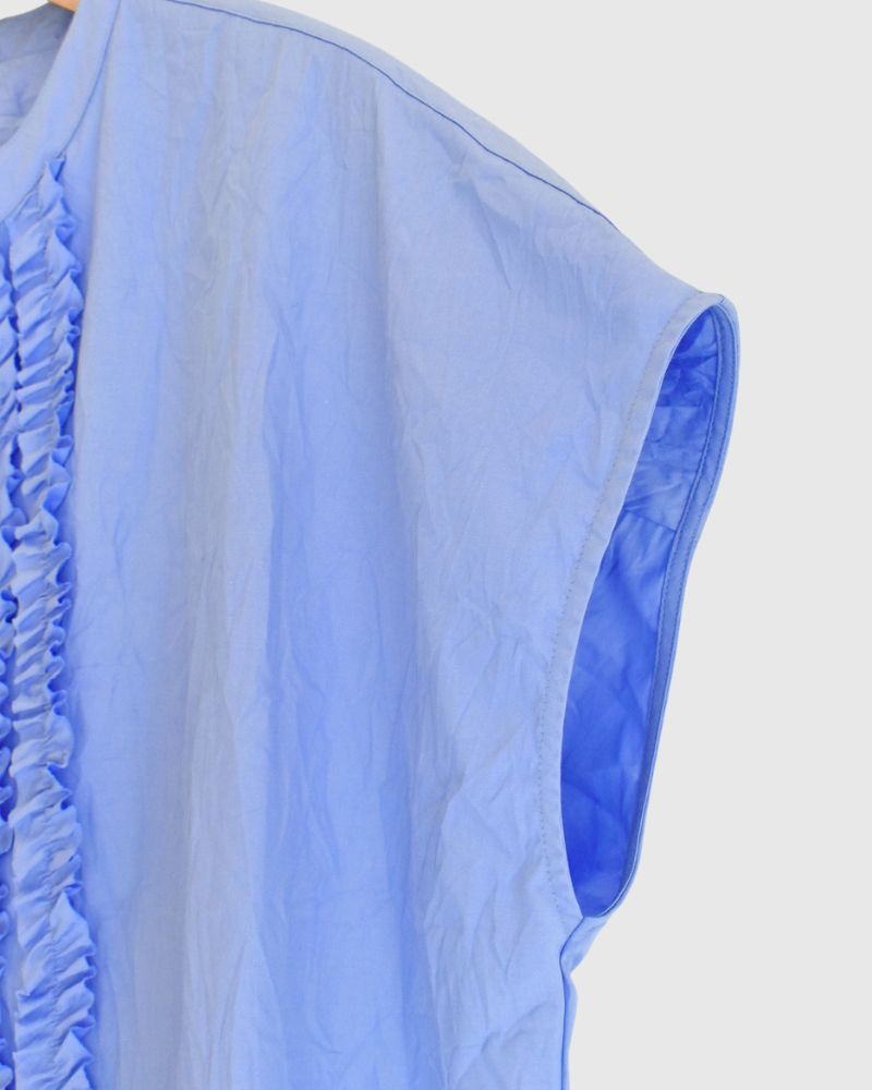 RAY-CC French Sleeve Frill Blouse in Sax