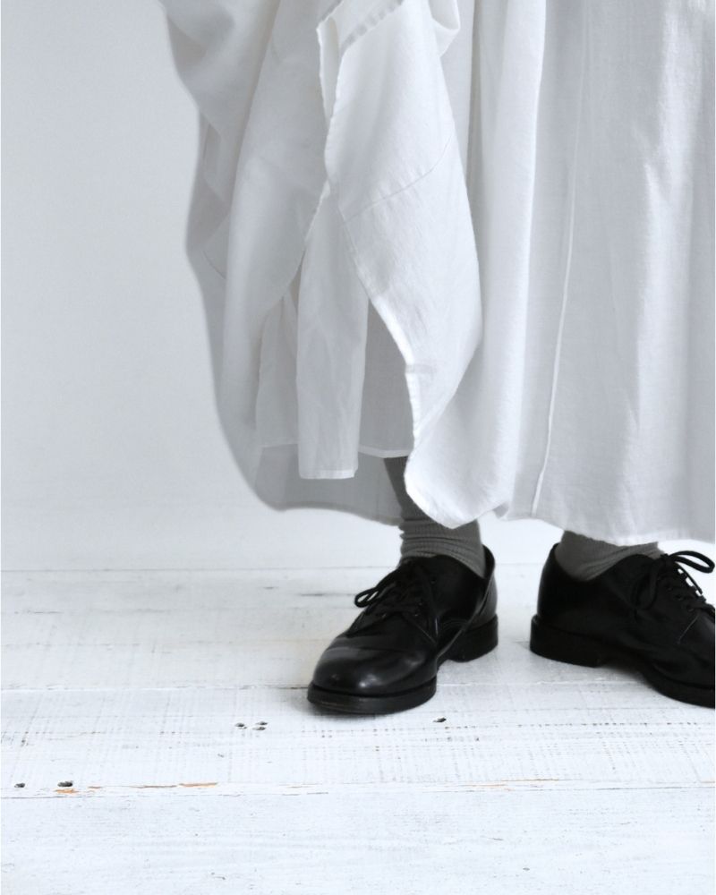 Twill Cotton Khadi Plain Gathered Skirt in White