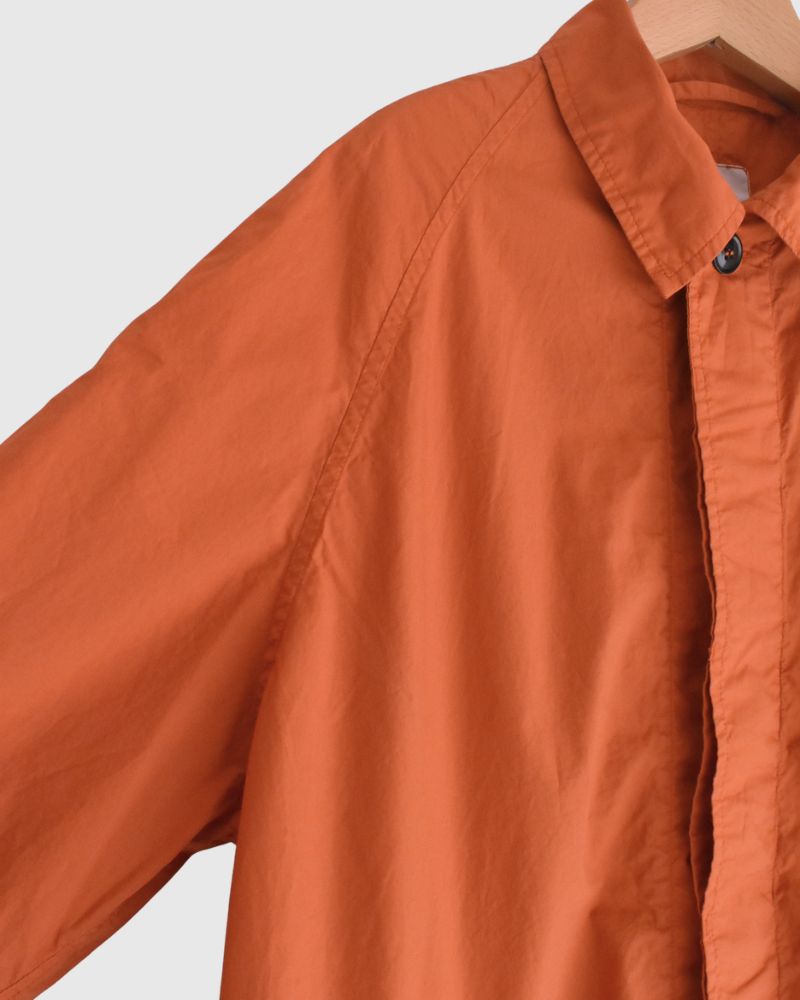 60s COTTON POPLIN OVERDYE BALMACAAN COAT in Brick