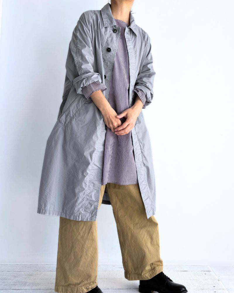 60s COTTON POPLIN OVERDYE BALMACAAN COAT in Blue