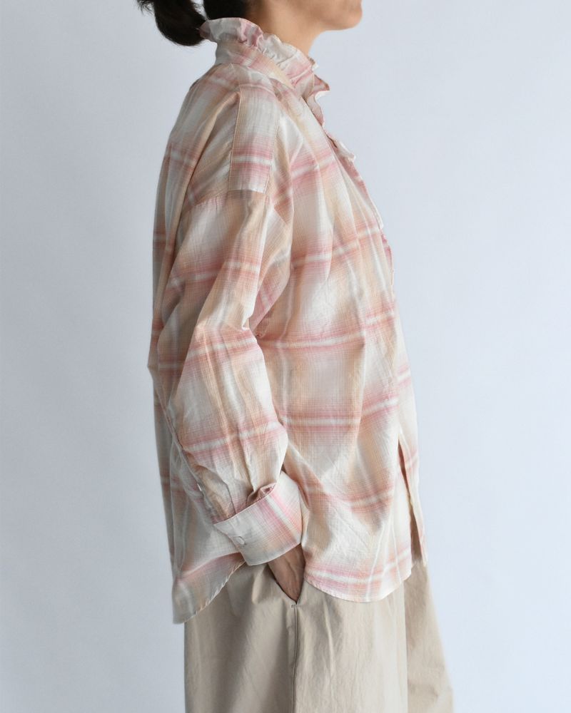 Light Madras Ruffle Blouse in LightPink