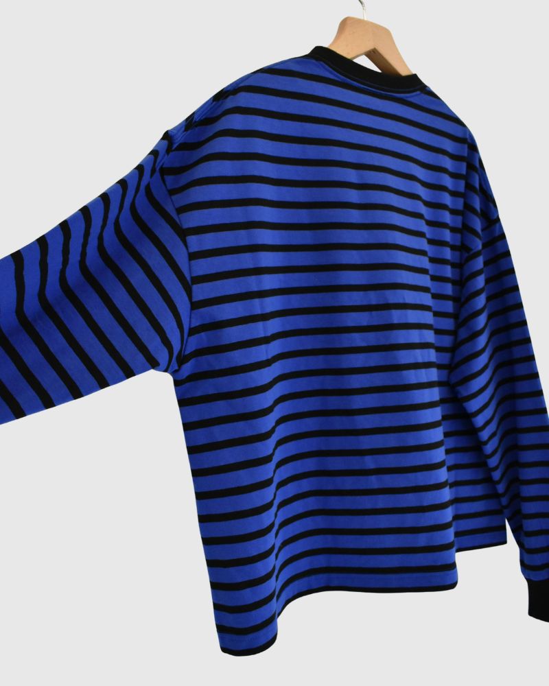 Taco Cotton Striped Long Sleeve T-Shirt Royal in Navy/Black