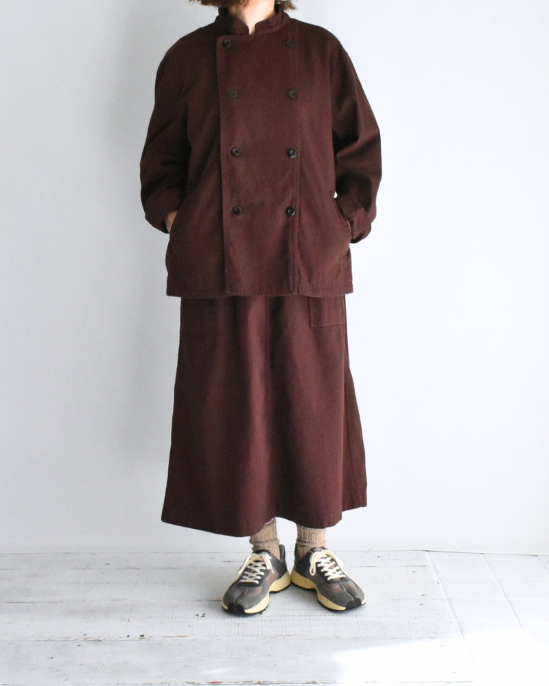Stand Collar Double Breast Jacket in Burgundy