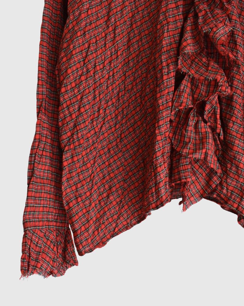 Check Frill Trim Blouse in AkaCheck