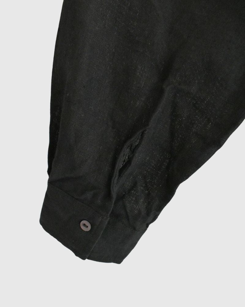 Handwoven 60×60 Linen Square Shirt in Black