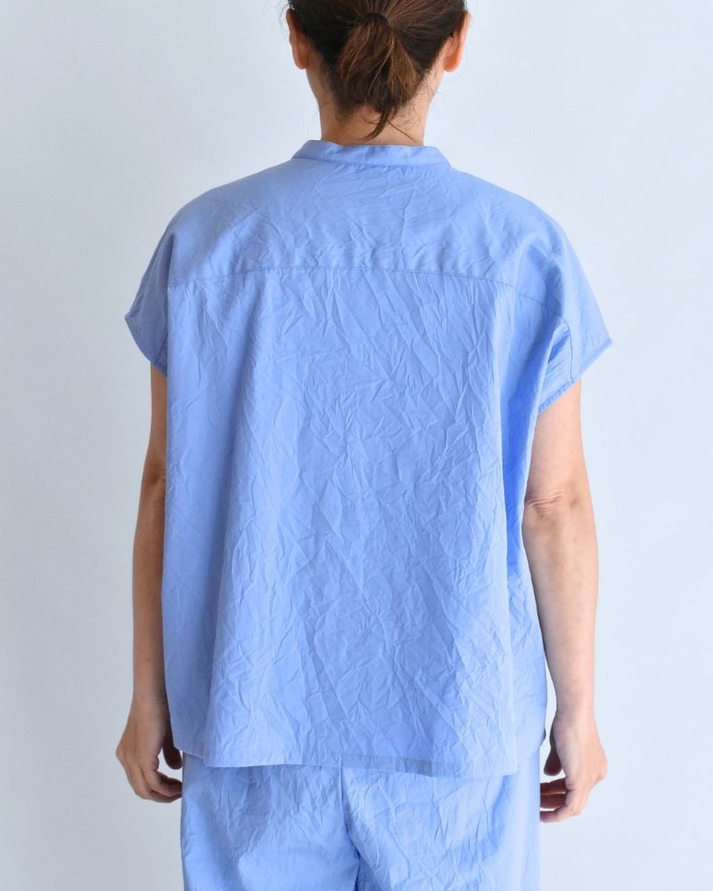 RAY-CC French Sleeve Frill Blouse in Sax