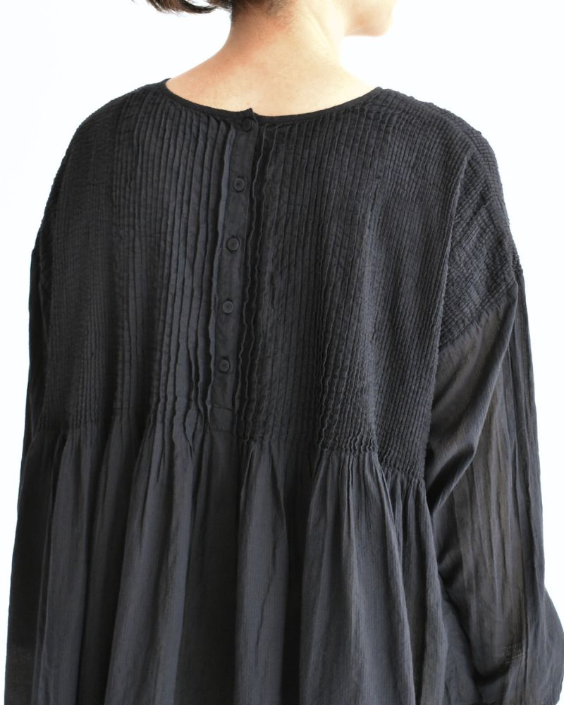 Crew-Neck 3/4 SL Shirt with Mini Pintuck in Marine
