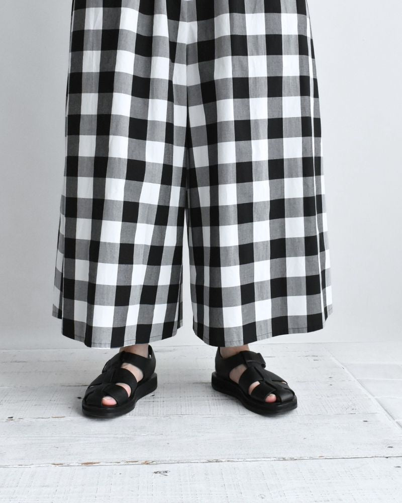 Block Check Culotte Pants in White/Black