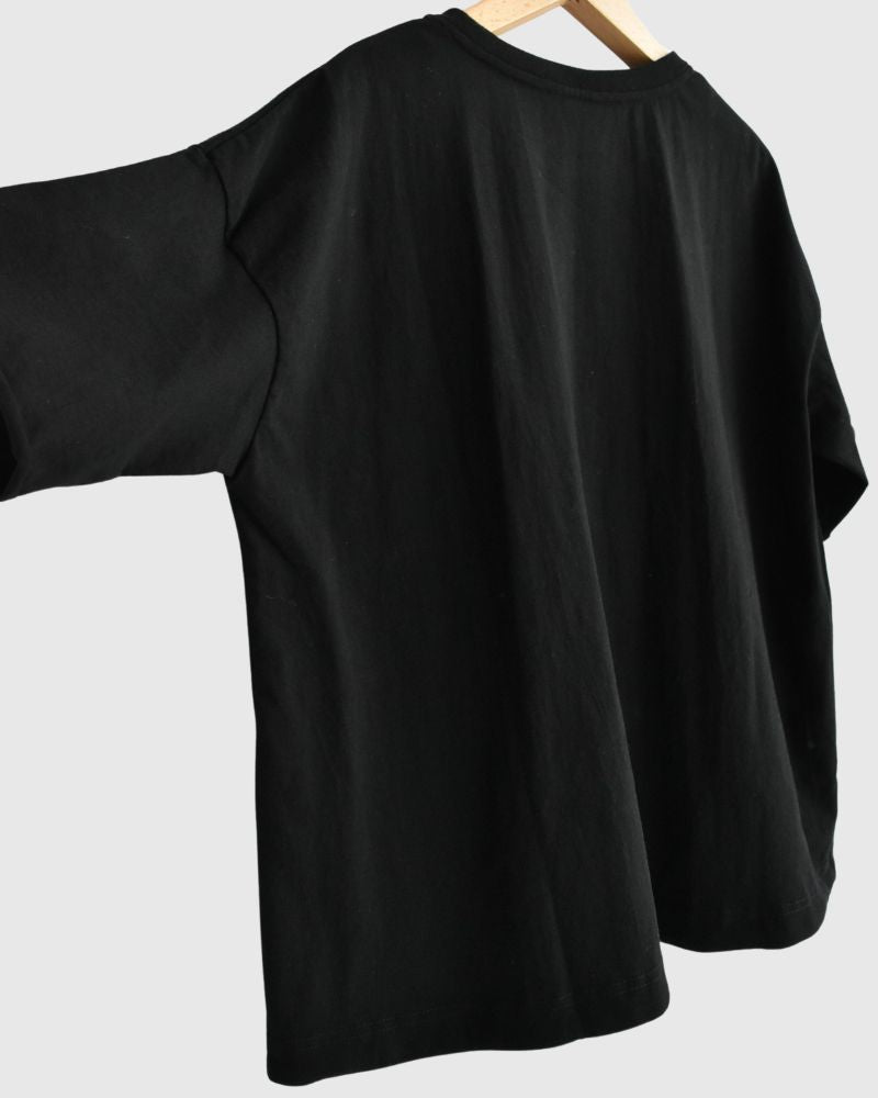 Cutoff Drawstring Tee in Black
